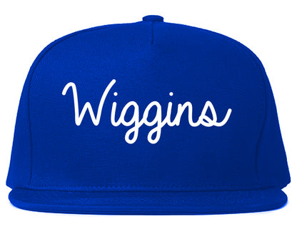Wiggins Mississippi MS Script Mens Snapback Hat Royal Blue