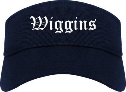 Wiggins Mississippi MS Old English Mens Visor Cap Hat Navy Blue