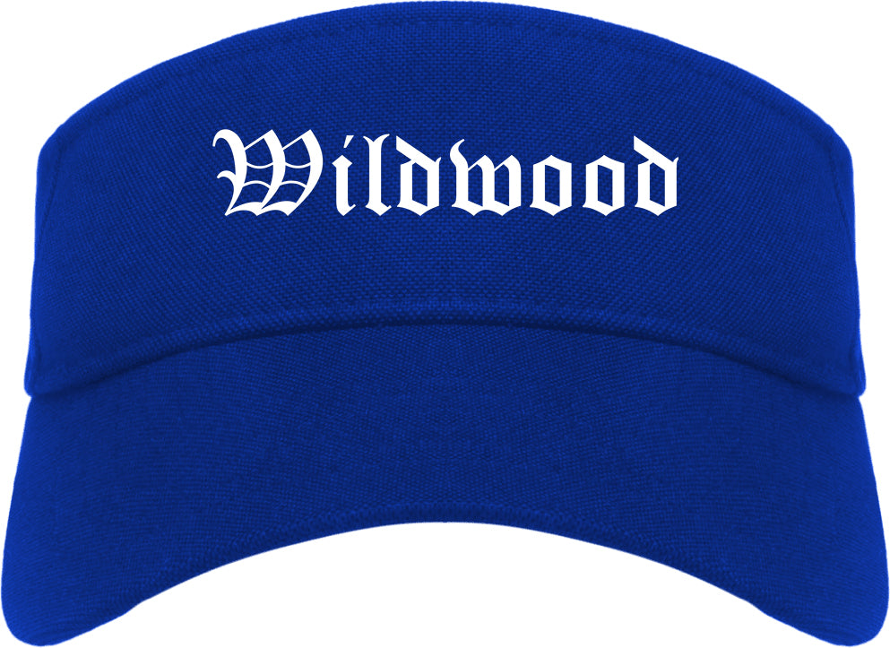 Wildwood Missouri MO Old English Mens Visor Cap Hat Royal Blue