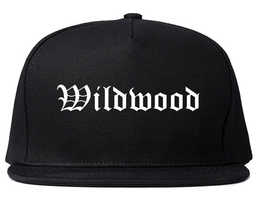Wildwood New Jersey NJ Old English Mens Snapback Hat Black
