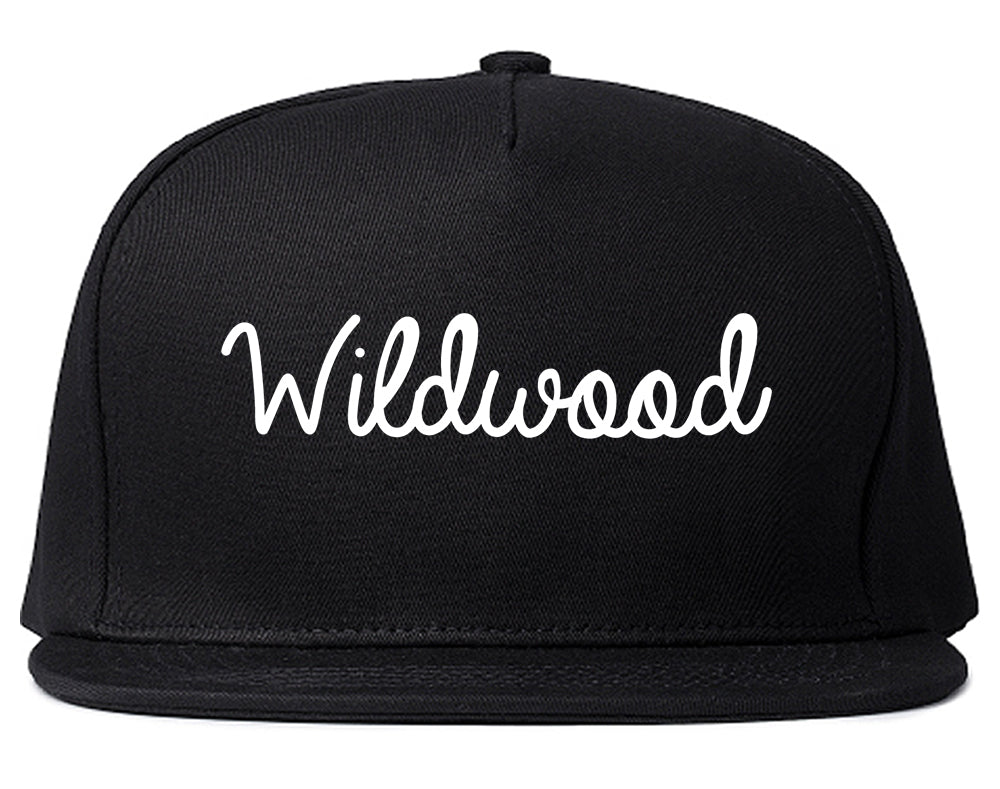Wildwood New Jersey NJ Script Mens Snapback Hat Black