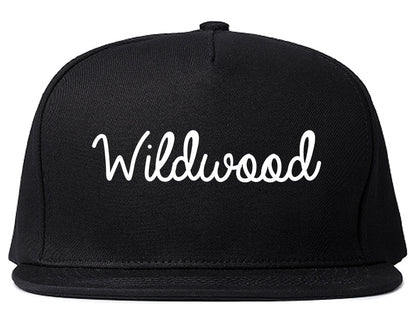 Wildwood New Jersey NJ Script Mens Snapback Hat Black