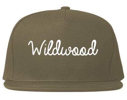 Wildwood New Jersey NJ Script Mens Snapback Hat Grey