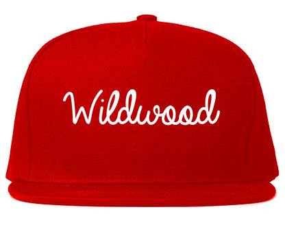 Wildwood New Jersey NJ Script Mens Snapback Hat Red