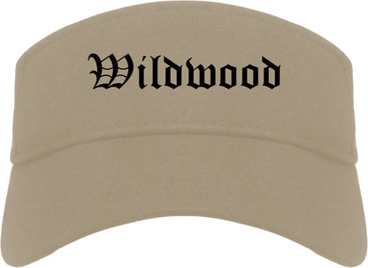 Wildwood New Jersey NJ Old English Mens Visor Cap Hat Khaki