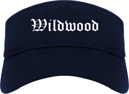 Wildwood New Jersey NJ Old English Mens Visor Cap Hat Navy Blue