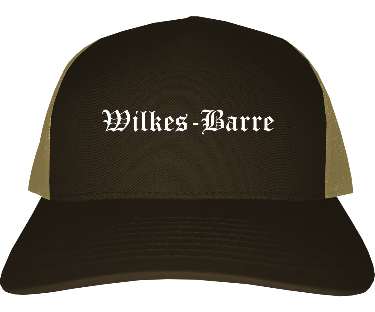 Wilkes Barre Pennsylvania PA Old English Mens Trucker Hat Cap Brown