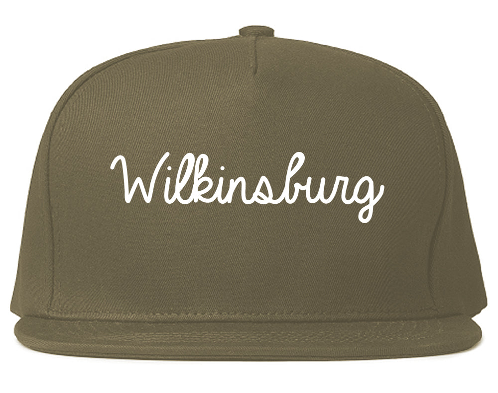 Wilkinsburg Pennsylvania PA Script Mens Snapback Hat Grey