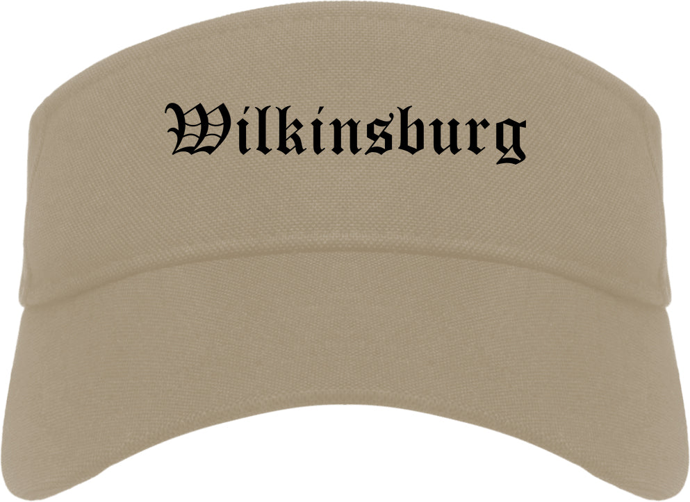 Wilkinsburg Pennsylvania PA Old English Mens Visor Cap Hat Khaki