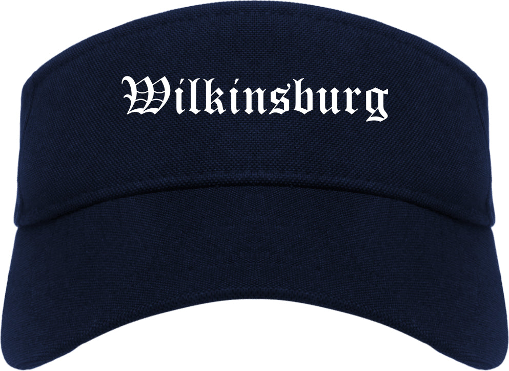 Wilkinsburg Pennsylvania PA Old English Mens Visor Cap Hat Navy Blue