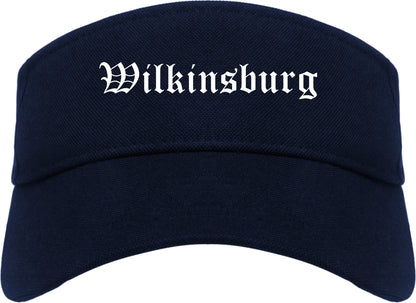 Wilkinsburg Pennsylvania PA Old English Mens Visor Cap Hat Navy Blue