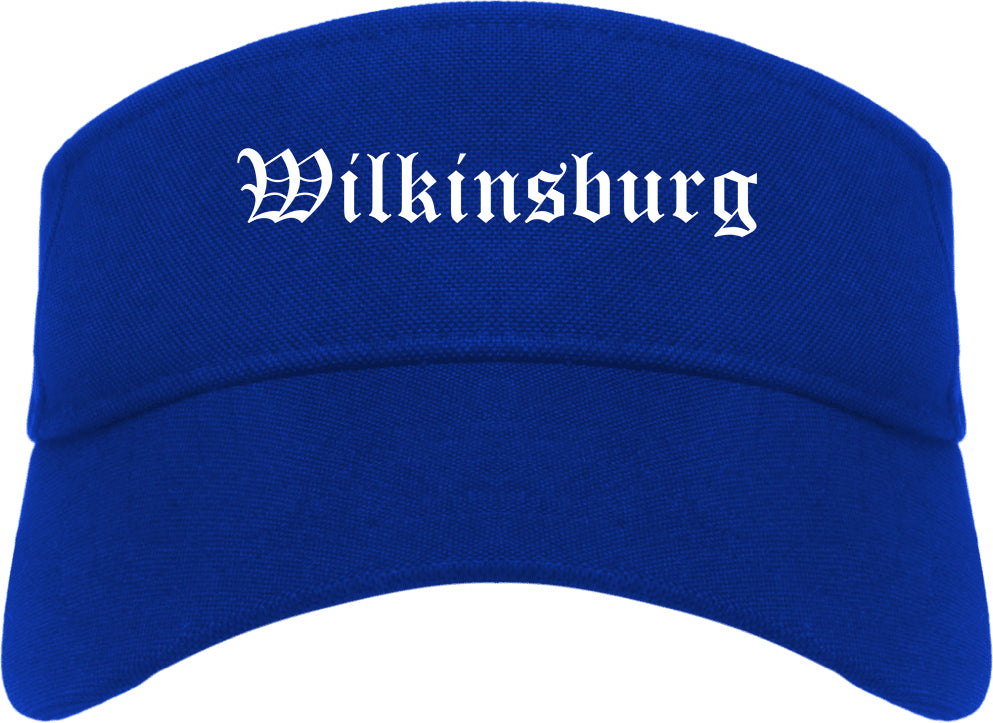 Wilkinsburg Pennsylvania PA Old English Mens Visor Cap Hat Royal Blue