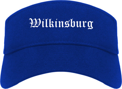 Wilkinsburg Pennsylvania PA Old English Mens Visor Cap Hat Royal Blue