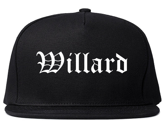 Willard Ohio OH Old English Mens Snapback Hat Black
