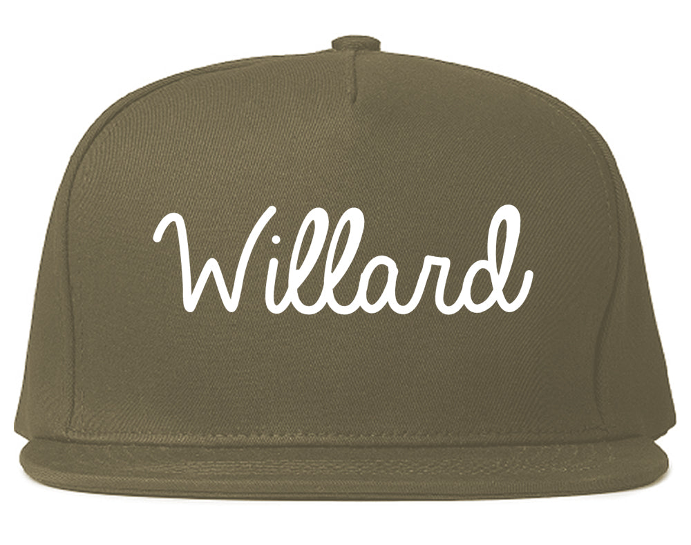 Willard Ohio OH Script Mens Snapback Hat Grey