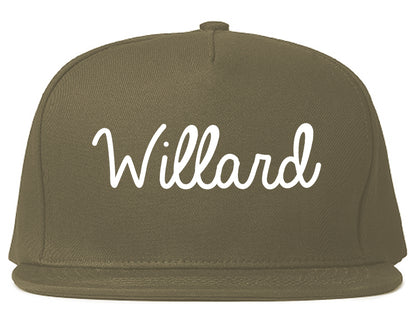 Willard Ohio OH Script Mens Snapback Hat Grey