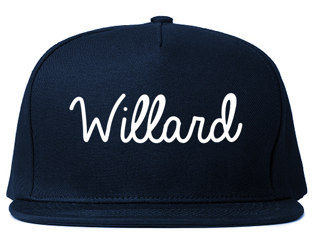 Willard Ohio OH Script Mens Snapback Hat Navy Blue