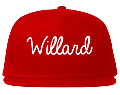 Willard Ohio OH Script Mens Snapback Hat Red