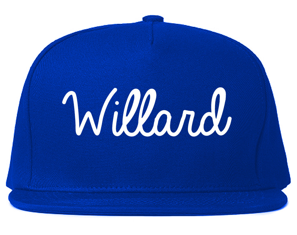 Willard Ohio OH Script Mens Snapback Hat Royal Blue