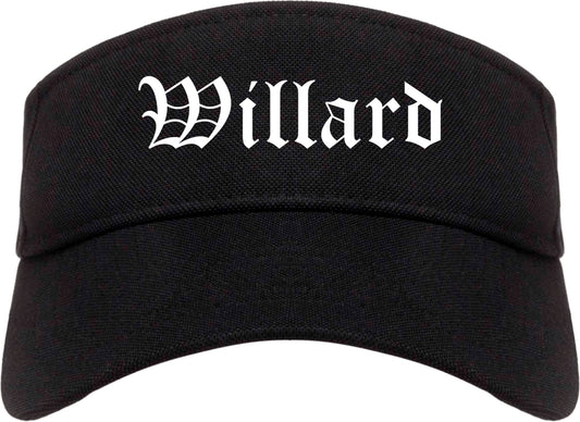 Willard Ohio OH Old English Mens Visor Cap Hat Black