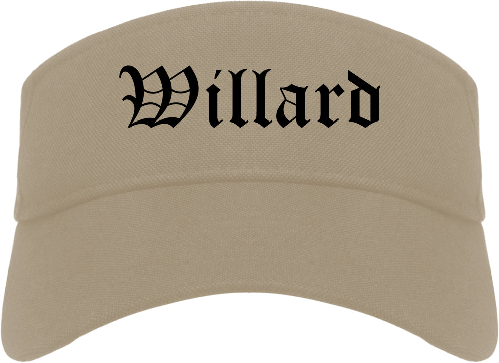 Willard Ohio OH Old English Mens Visor Cap Hat Khaki