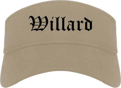 Willard Ohio OH Old English Mens Visor Cap Hat Khaki