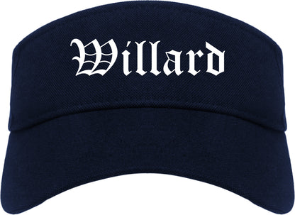 Willard Ohio OH Old English Mens Visor Cap Hat Navy Blue