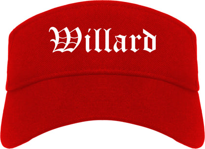 Willard Ohio OH Old English Mens Visor Cap Hat Red