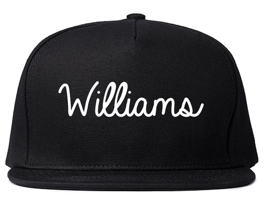 Williams California CA Script Mens Snapback Hat Black