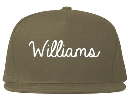 Williams California CA Script Mens Snapback Hat Grey