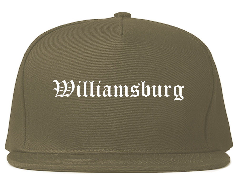 Williamsburg Virginia VA Old English Mens Snapback Hat Grey