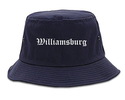 Williamsburg Virginia VA Old English Mens Bucket Hat Navy Blue
