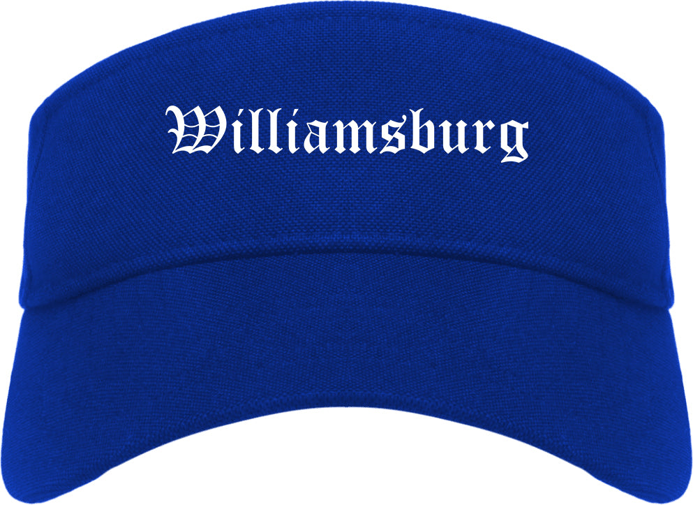 Williamsburg Virginia VA Old English Mens Visor Cap Hat Royal Blue