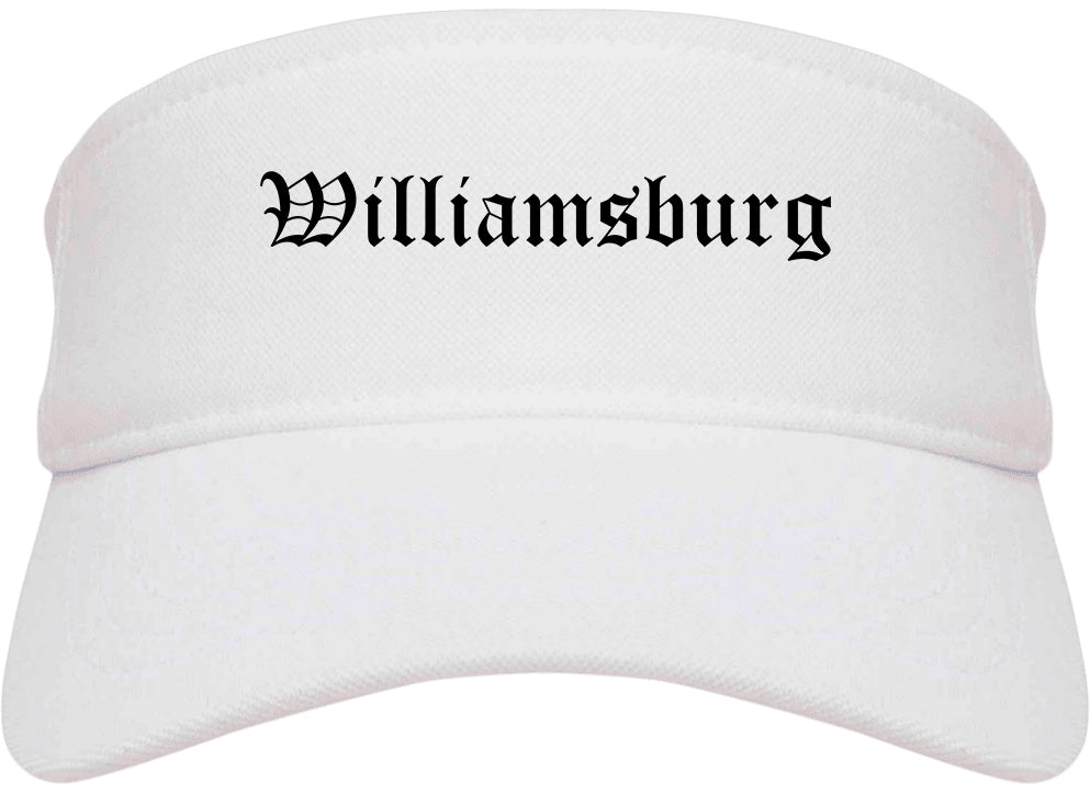 Williamsburg Virginia VA Old English Mens Visor Cap Hat White