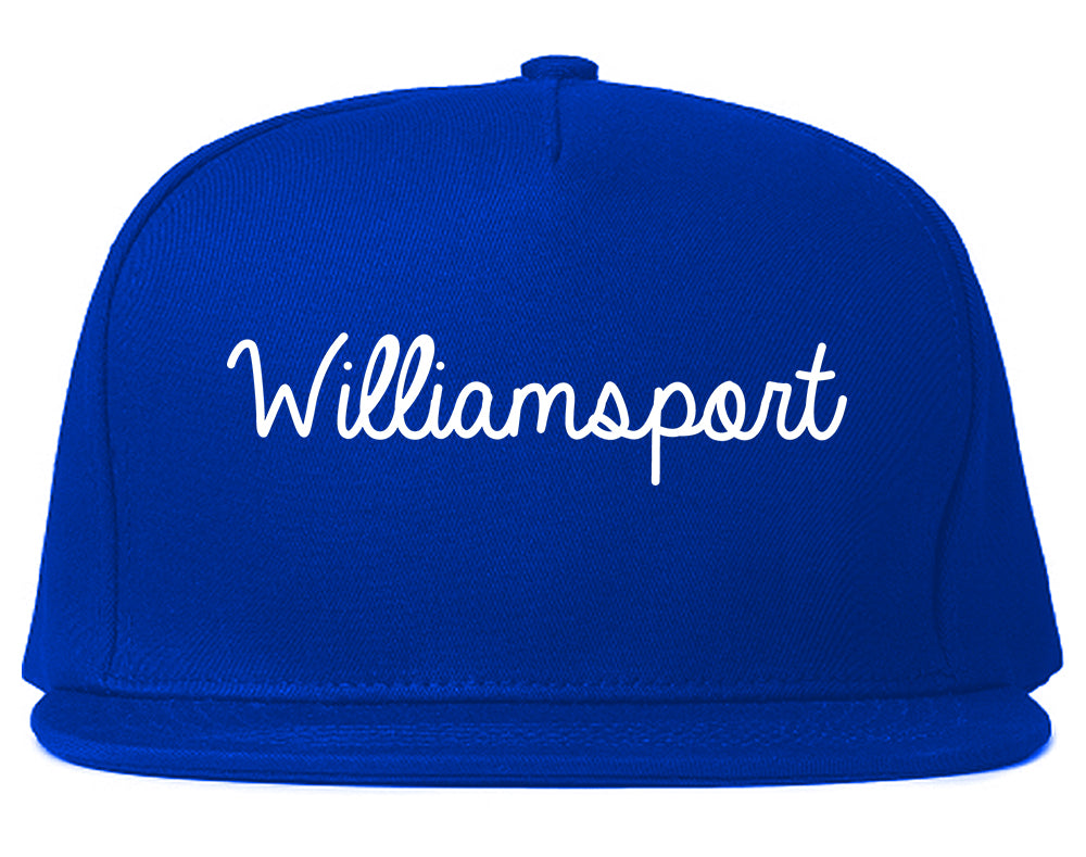 Williamsport Pennsylvania PA Script Mens Snapback Hat Royal Blue