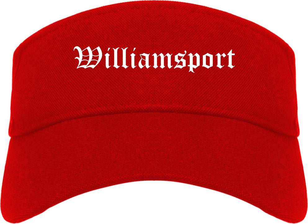 Williamsport Pennsylvania PA Old English Mens Visor Cap Hat Red