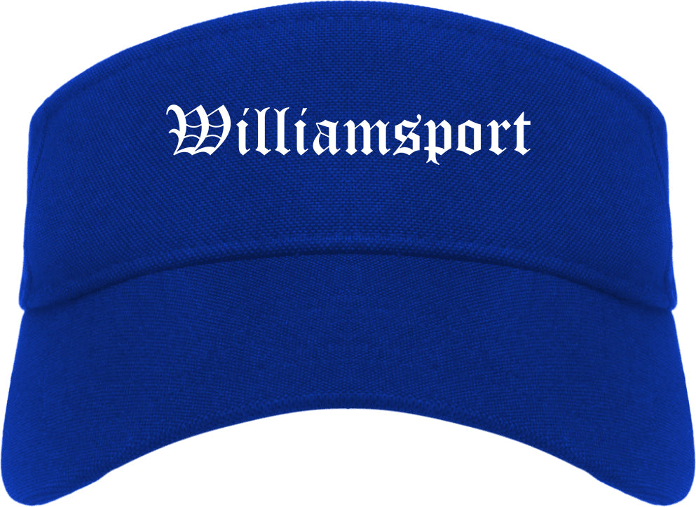 Williamsport Pennsylvania PA Old English Mens Visor Cap Hat Royal Blue