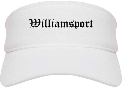 Williamsport Pennsylvania PA Old English Mens Visor Cap Hat White