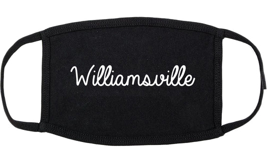 Williamsville New York NY Script Cotton Face Mask Black