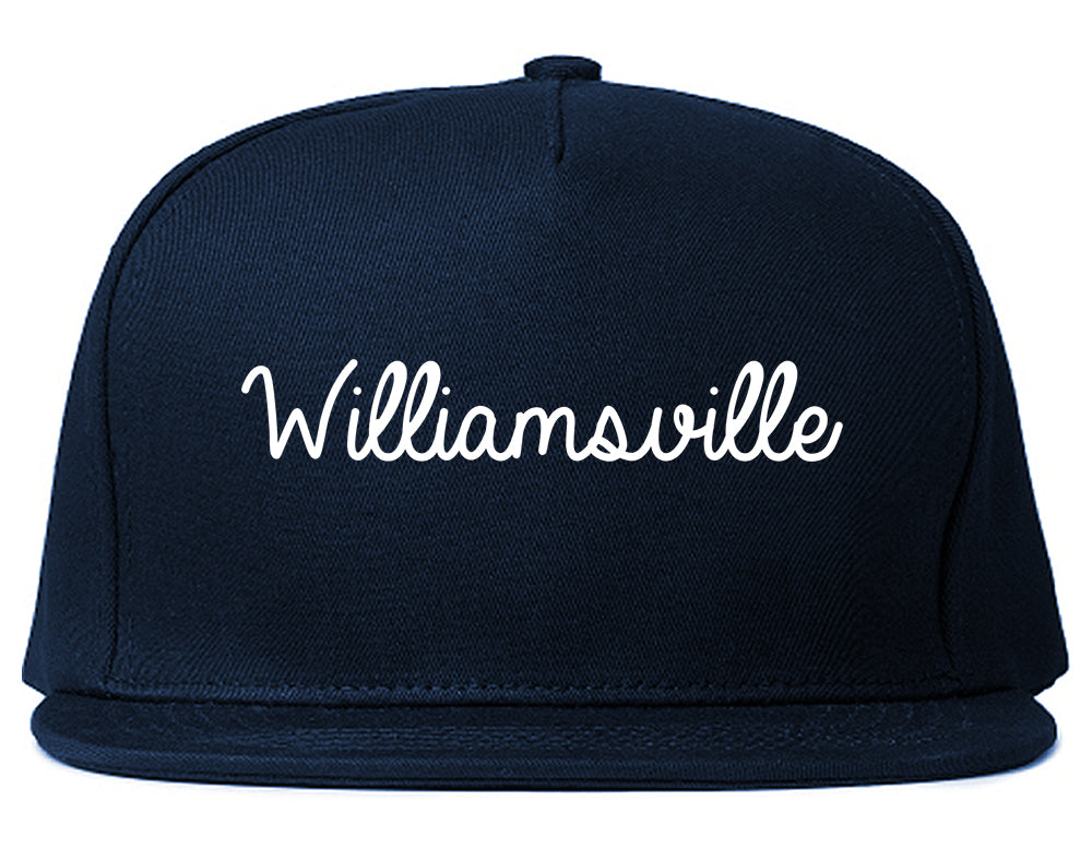 Williamsville New York NY Script Mens Snapback Hat Navy Blue