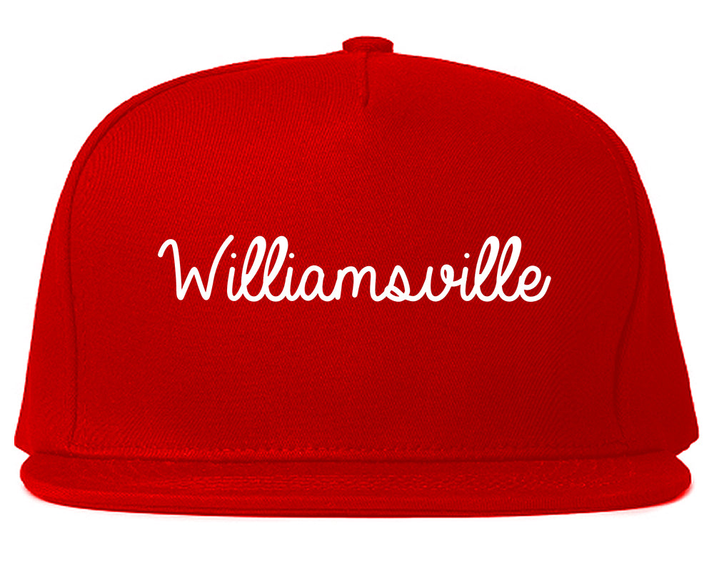 Williamsville New York NY Script Mens Snapback Hat Red