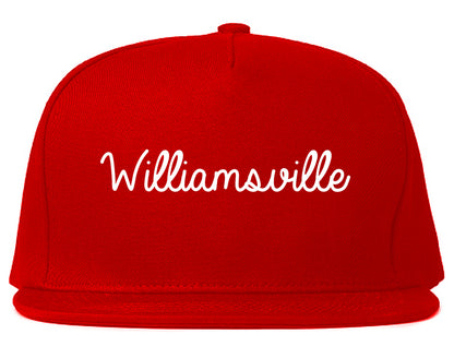 Williamsville New York NY Script Mens Snapback Hat Red