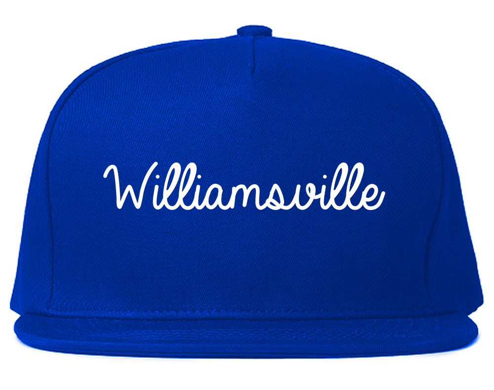 Williamsville New York NY Script Mens Snapback Hat Royal Blue