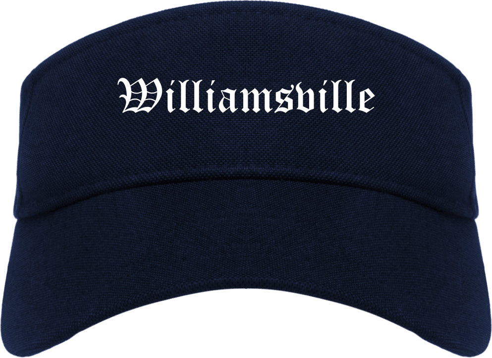 Williamsville New York NY Old English Mens Visor Cap Hat Navy Blue