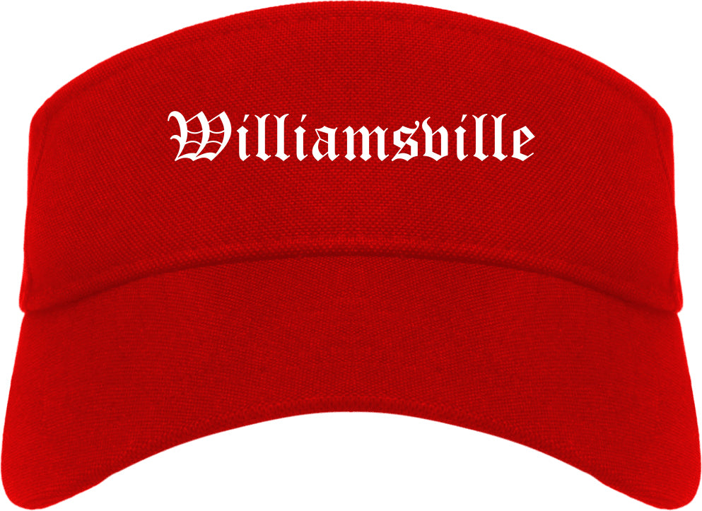 Williamsville New York NY Old English Mens Visor Cap Hat Red