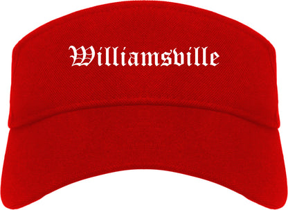 Williamsville New York NY Old English Mens Visor Cap Hat Red