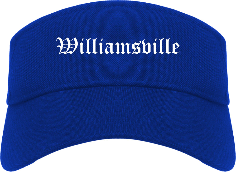 Williamsville New York NY Old English Mens Visor Cap Hat Royal Blue