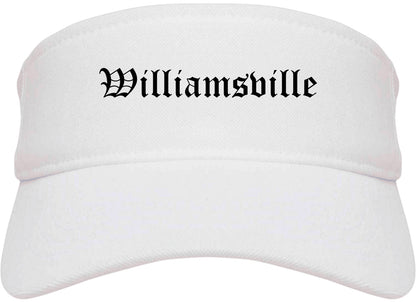 Williamsville New York NY Old English Mens Visor Cap Hat White