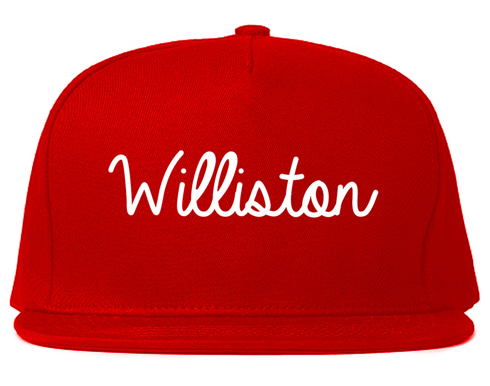 Williston North Dakota ND Script Mens Snapback Hat Red