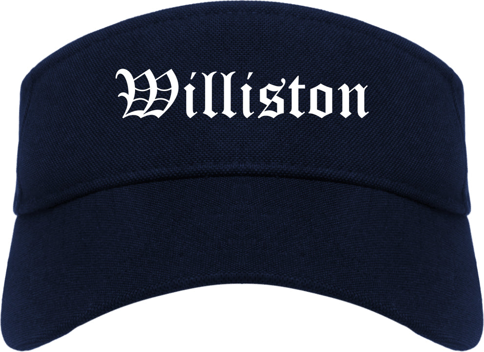 Williston North Dakota ND Old English Mens Visor Cap Hat Navy Blue